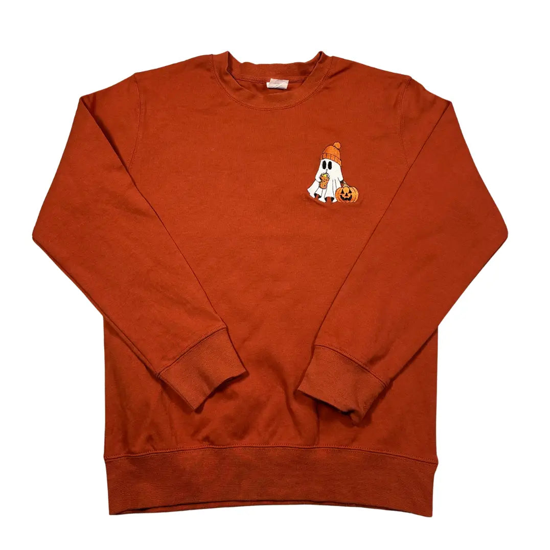 Arrive Guide® Orange Embroidered Crewneck Sweatshirt-S