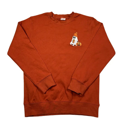 Arrive Guide® Orange Embroidered Crewneck Sweatshirt-S