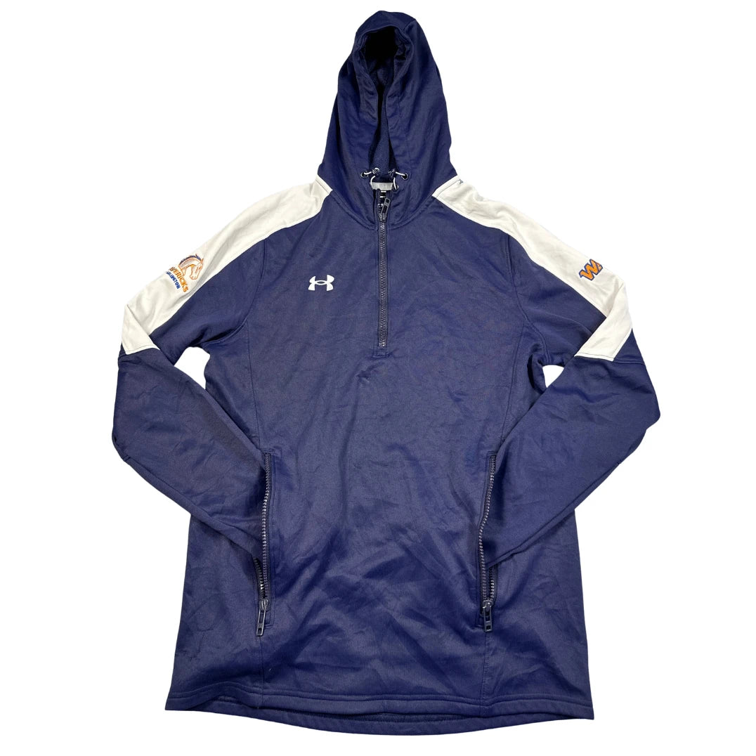 Under Armour® Navy White Half Zip Hoodie-S