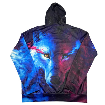 Unbranded Galaxy Wolf Print Hoodie-L