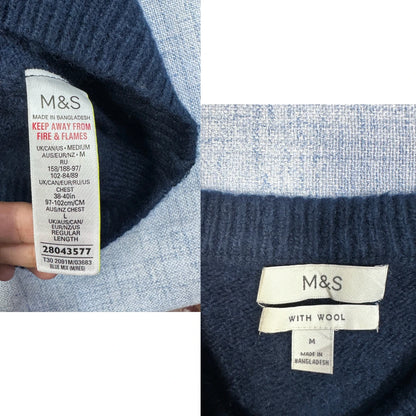 M&S® Navy Argyle Knit Sweater-M