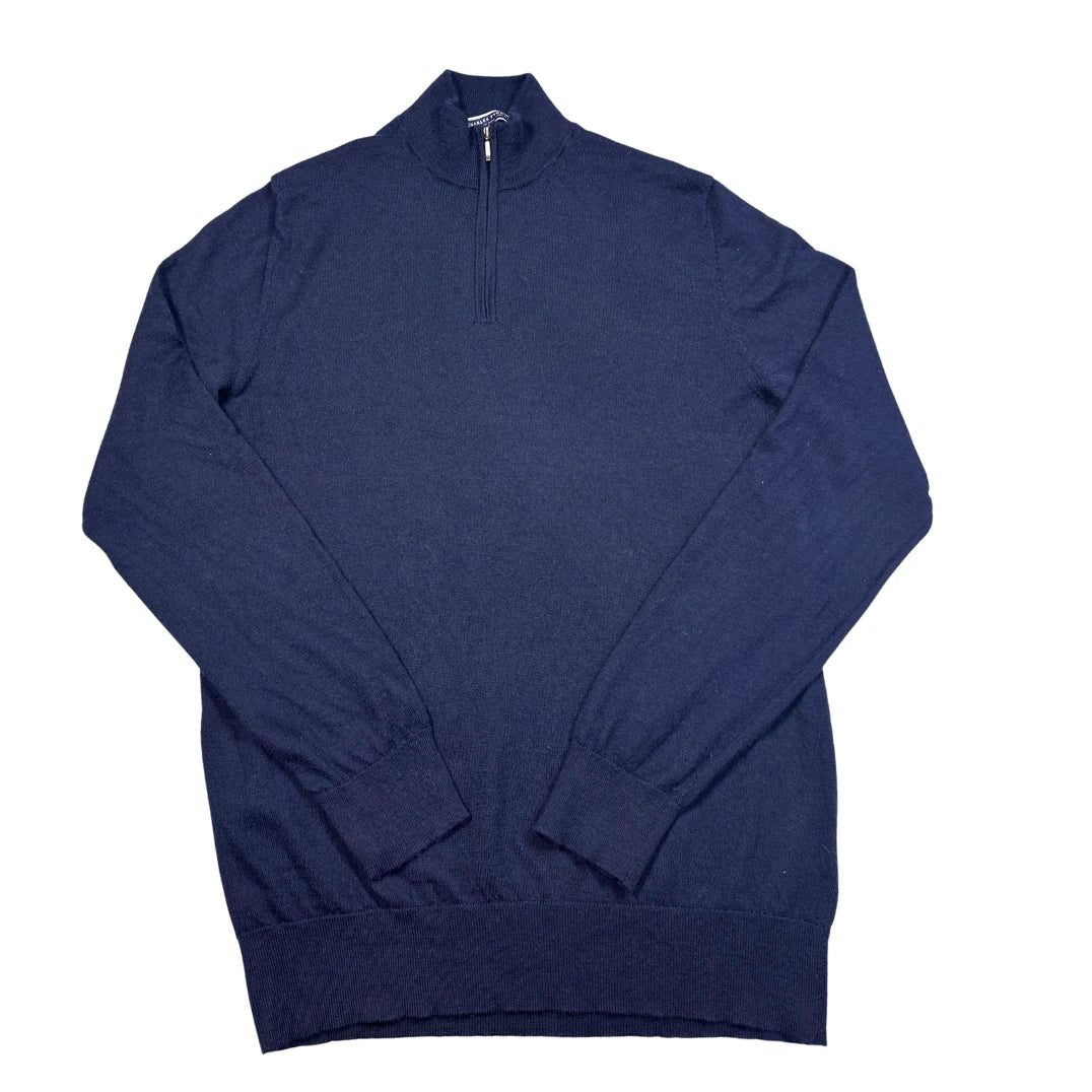 Charles Tyrwhitt® Navy Merino Quarter Zip Sweater-M