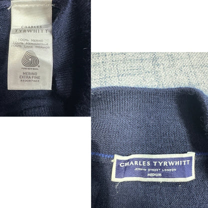 Charles Tyrwhitt® Navy Merino Quarter Zip Sweater-M