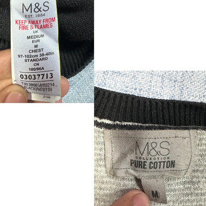 M&S® Black Pure Cotton Crew Sweater-M