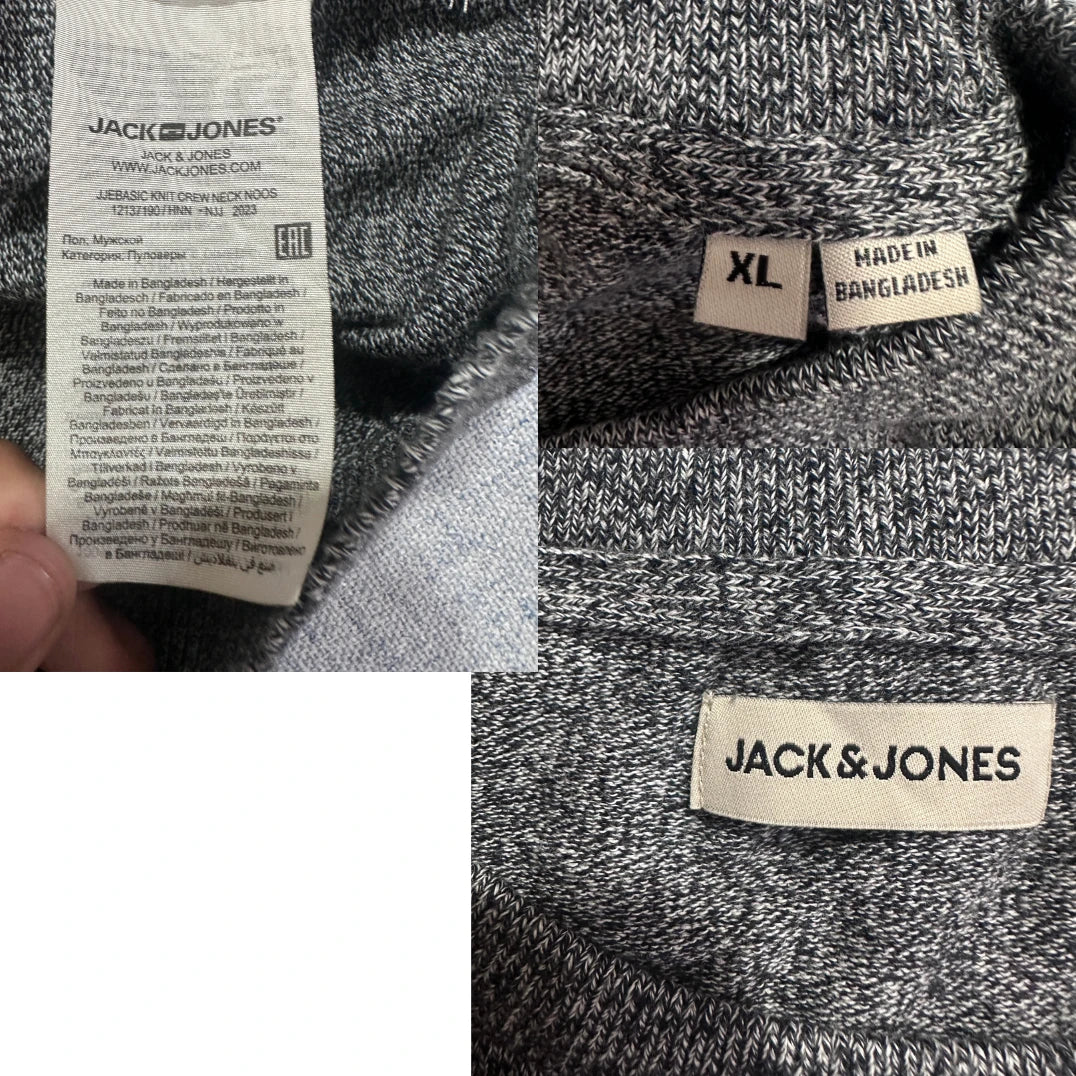 Jack & Jones® Grey Marl Crew Knit Sweater-XL