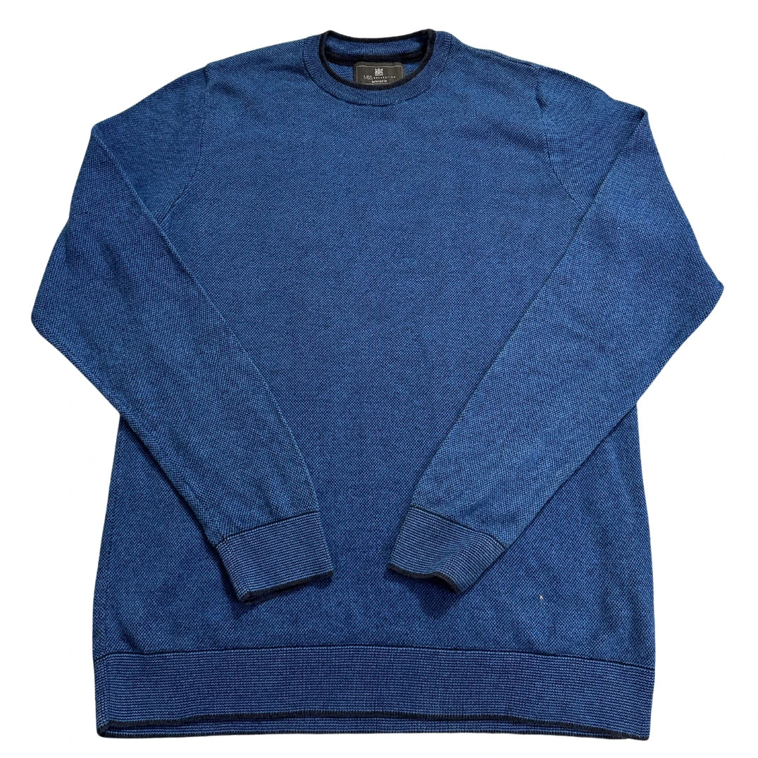 M&S® Blue Textured Crew Sweater-M