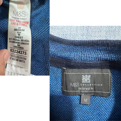 M&S® Blue Textured Crew Sweater-M