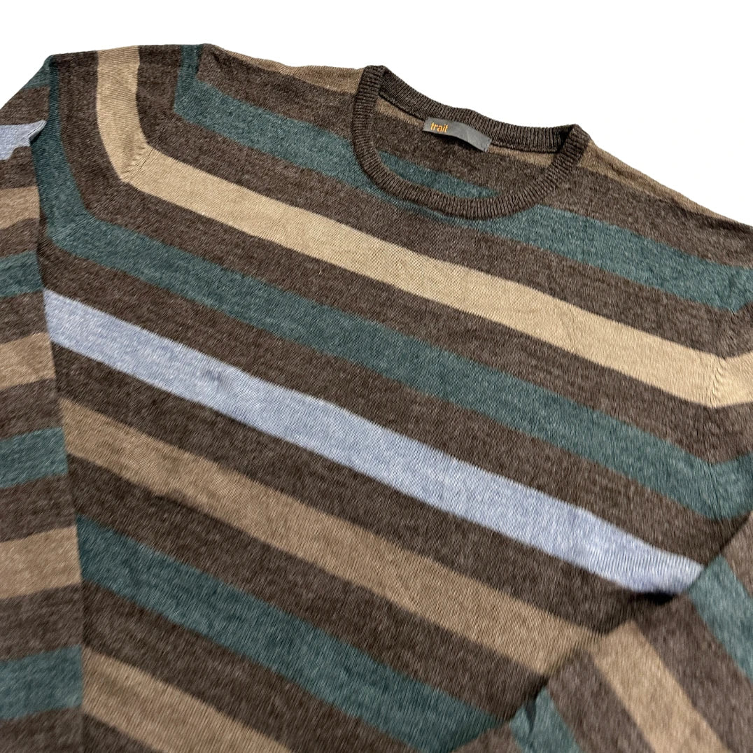 Trait® Brown Teal Striped Knit Sweater-L