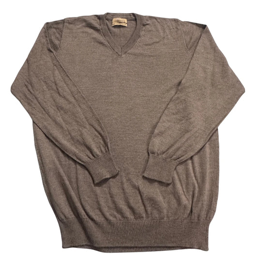 M&S® Taupe Merino Silk V-Neck Sweater-XL