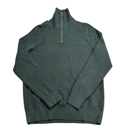 M&S® Green Ribbed Half Zip Sweater-L