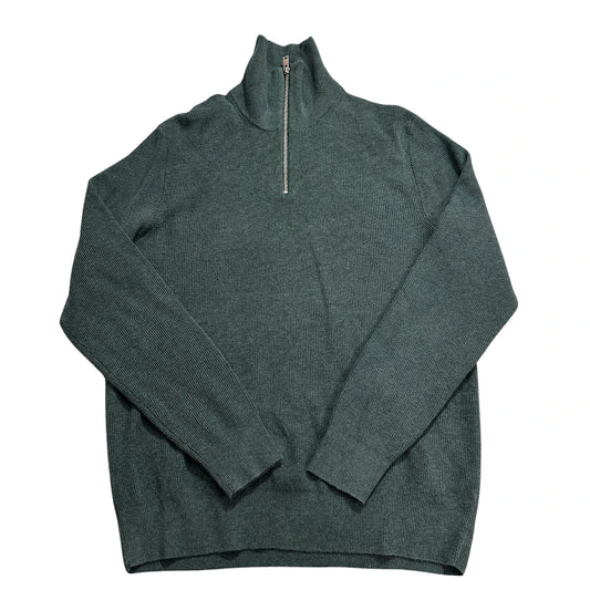M&S® Green Ribbed Half Zip Sweater-L