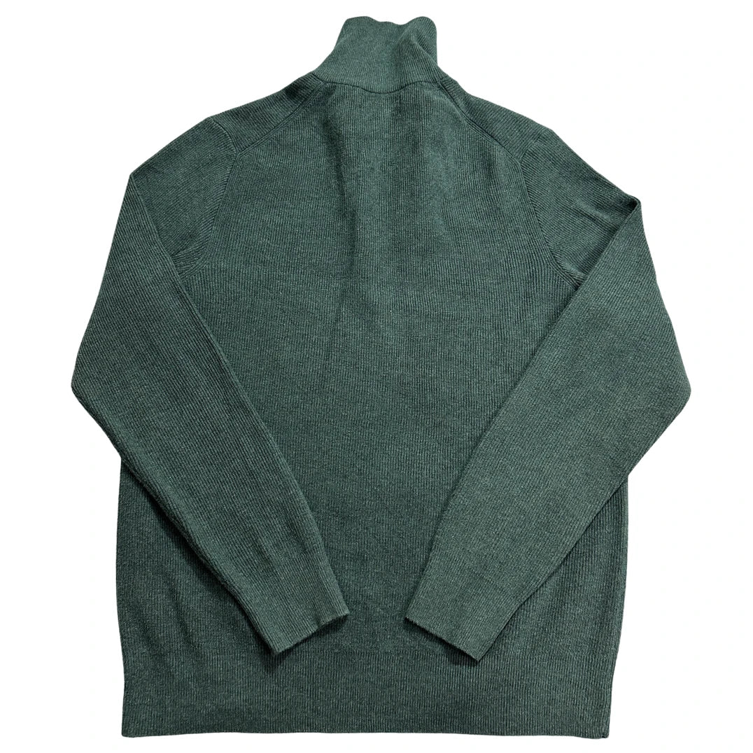 M&S® Green Ribbed Half Zip Sweater-L