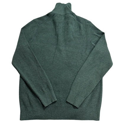 M&S® Green Ribbed Half Zip Sweater-L
