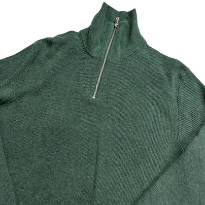 M&S® Green Ribbed Half Zip Sweater-L