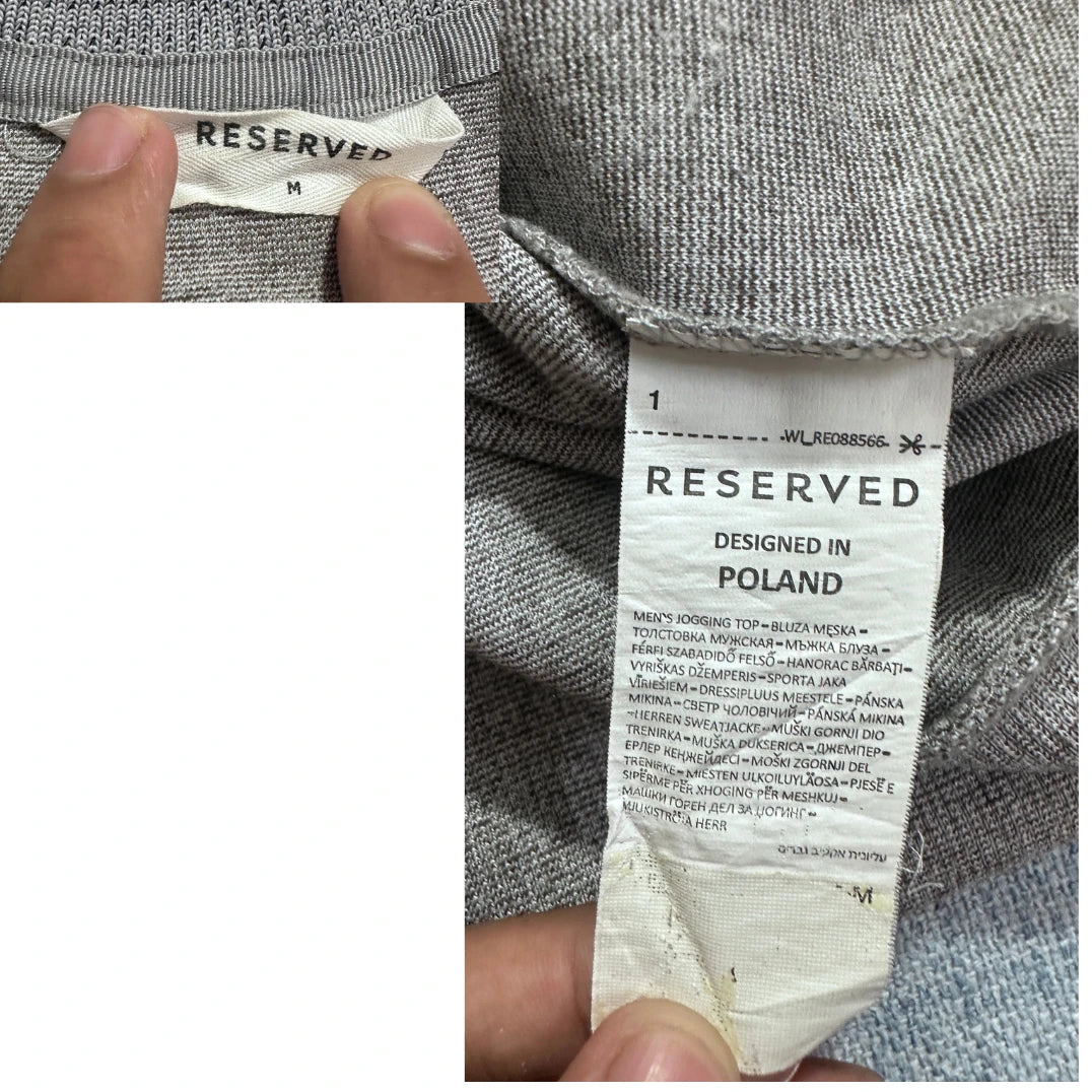 Reserved® Grey Marl Bomber Sweat Jacket-M