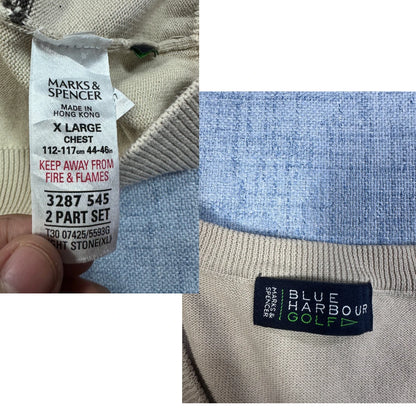 M&S® Beige Check Knit Sweater Vest-XL
