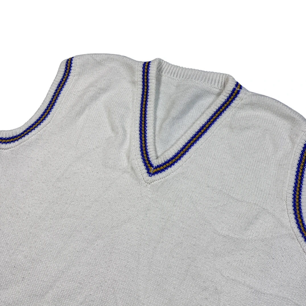 Unbranded White Cricket Knit Sweater Vest-XL