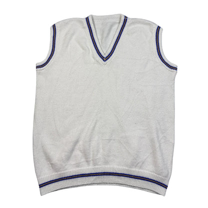 Unbranded White Cricket Knit Sweater Vest-XL