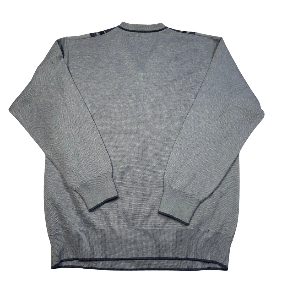 Gabicci® Blue Stripe Panel V-Neck Sweater-XL