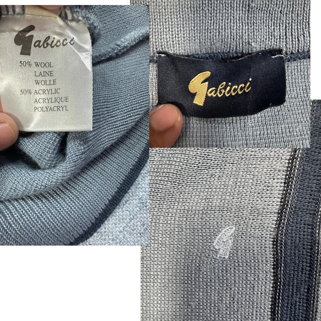 Gabicci® Blue Stripe Panel V-Neck Sweater-XL