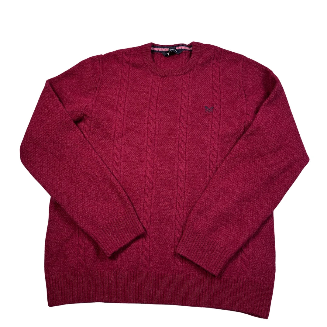 Crew Clothing® Red Cable Knit Lambswool Sweater-XXL