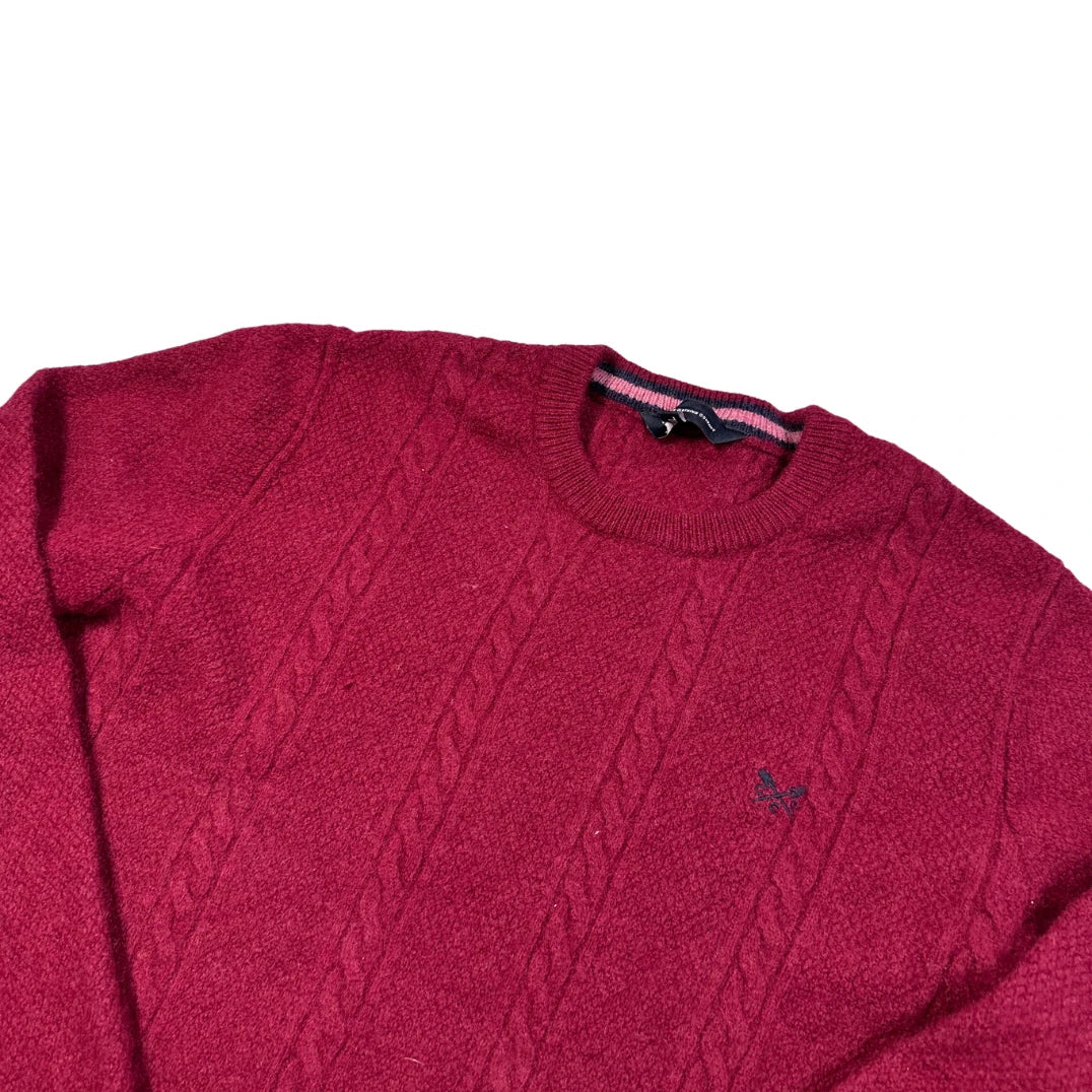 Crew Clothing® Red Cable Knit Lambswool Sweater-XXL