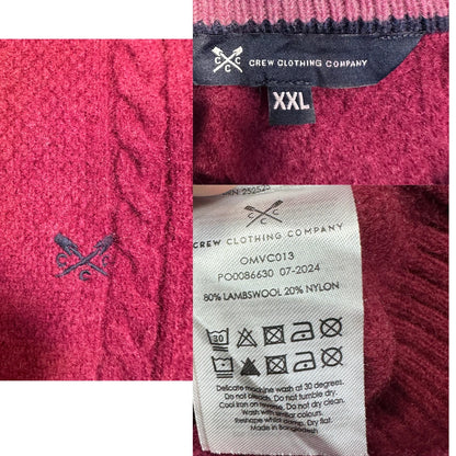 Crew Clothing® Red Cable Knit Lambswool Sweater-XXL