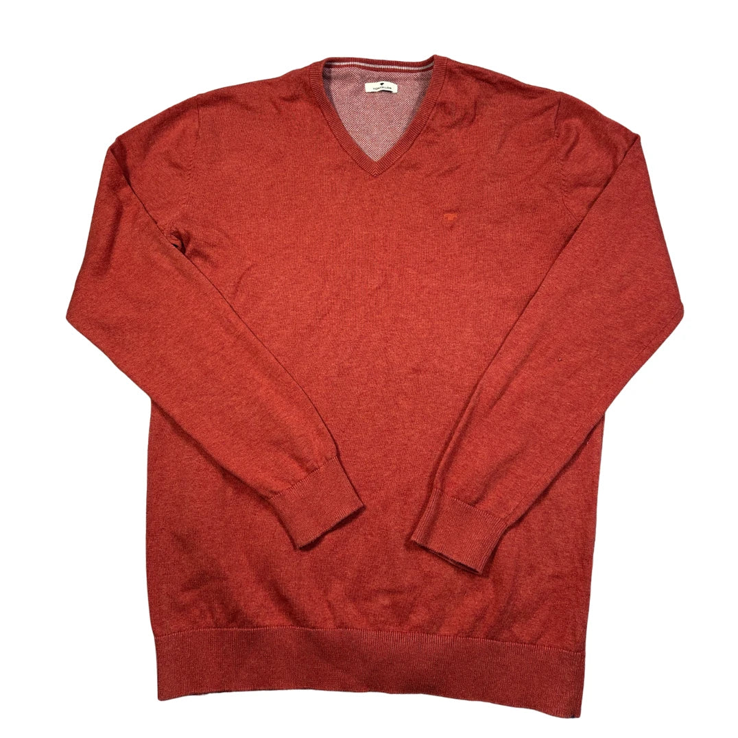 Tom Tailor® Rust V-Neck Cotton Sweater-XL