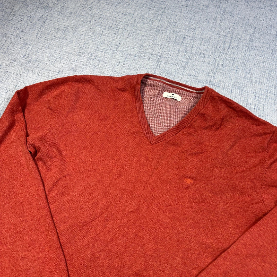 Tom Tailor® Rust V-Neck Cotton Sweater-XL