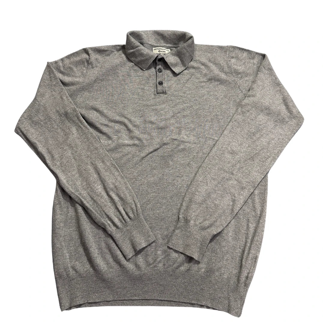 Christiano Baldinucci® Grey Knit Long Sleeve Polo-L