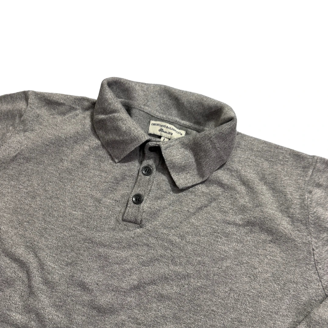 Christiano Baldinucci® Grey Knit Long Sleeve Polo-L