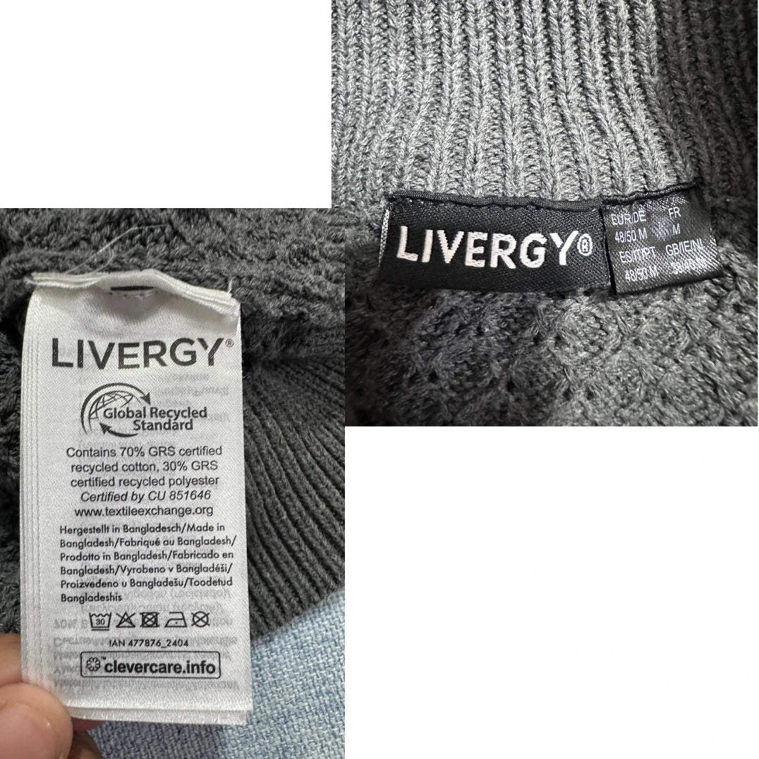 Livergy® Grey Textured Zip Knit Cardigan-M