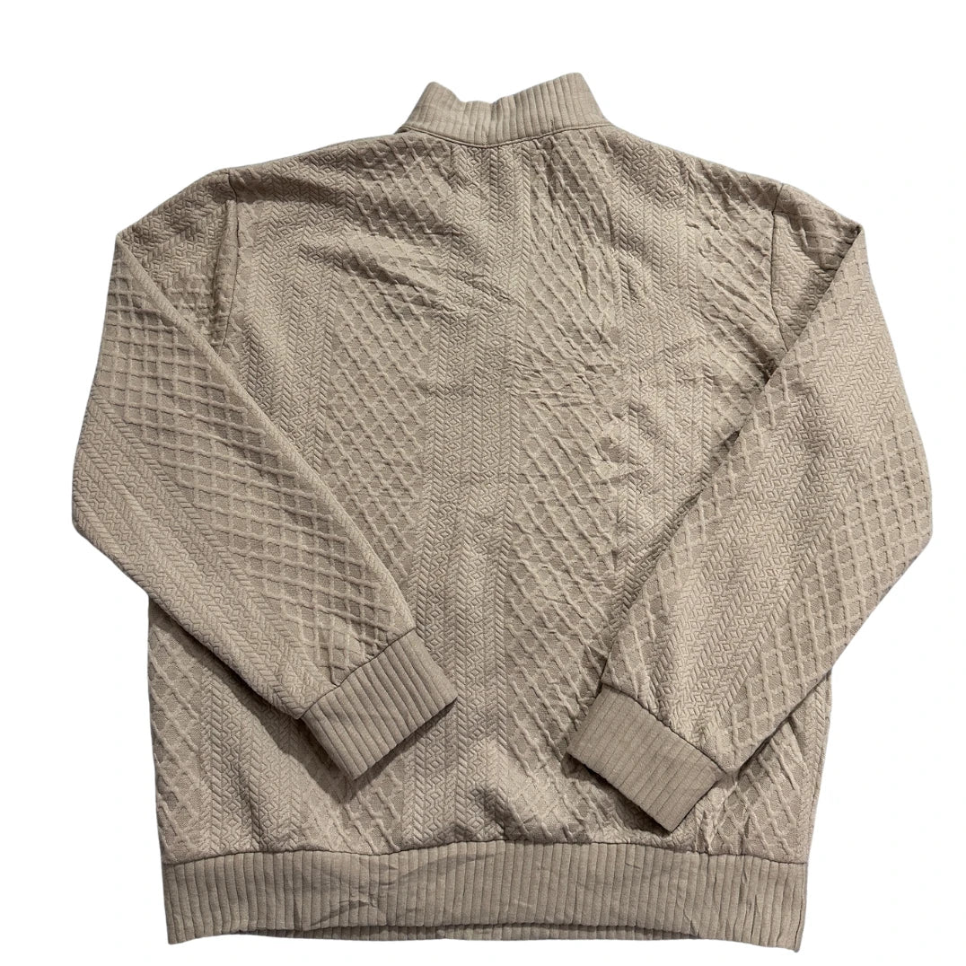 Cross & Crown® Beige Textured Button Neck Pullover-L