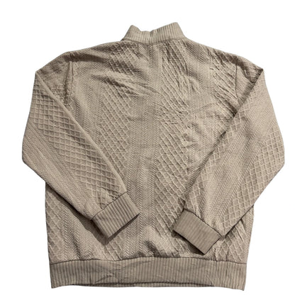 Cross & Crown® Beige Textured Button Neck Pullover-L
