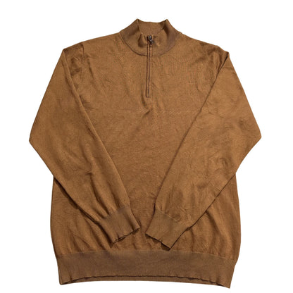 Frilivin® Camel Half Zip Knit Sweater-XL