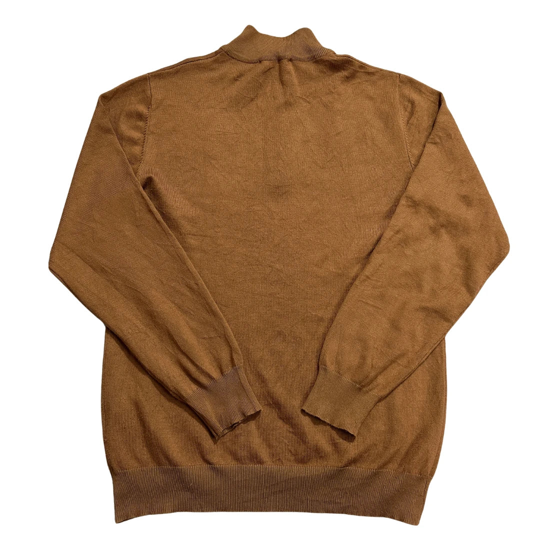 Frilivin® Camel Half Zip Knit Sweater-XL