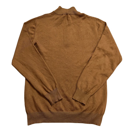 Frilivin® Camel Half Zip Knit Sweater-XL