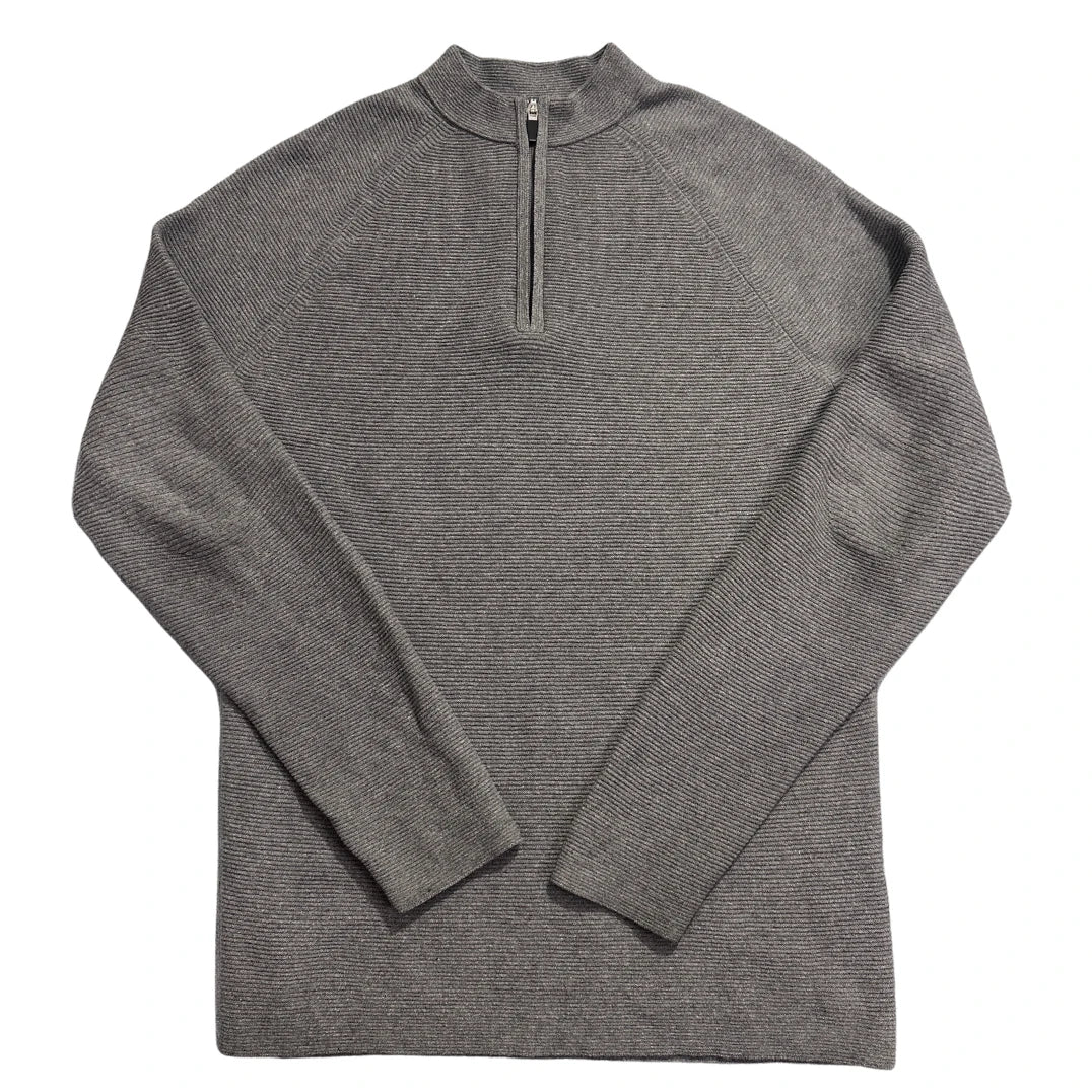 Farhi® Grey Ribbed Half Zip Sweater-M