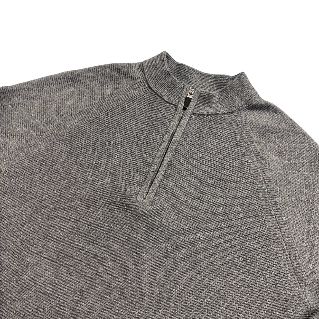 Farhi® Grey Ribbed Half Zip Sweater-M