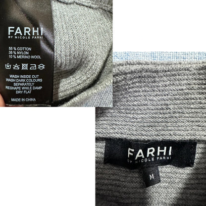 Farhi® Grey Ribbed Half Zip Sweater-M