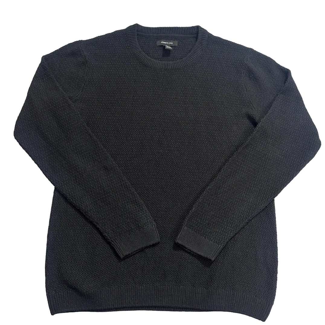 Kenneth Cole® Black Textured Knit Crew Sweater-XL