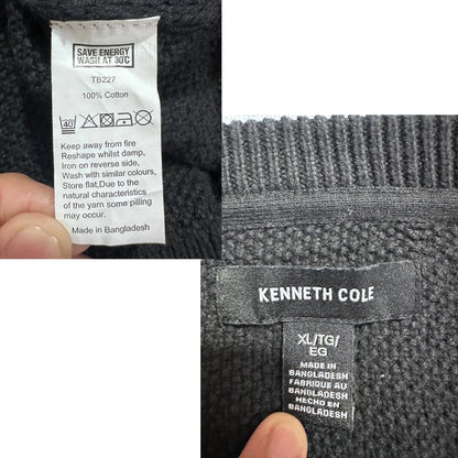 Kenneth Cole® Black Textured Knit Crew Sweater-XL