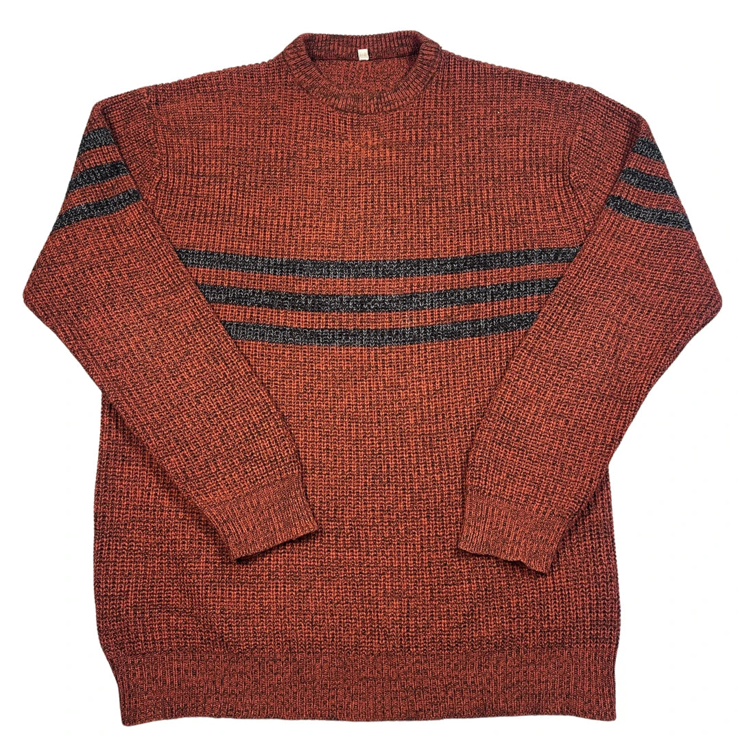 Unbranded Rust Striped Chunky Knit Sweater-XL