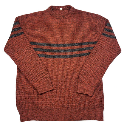 Unbranded Rust Striped Chunky Knit Sweater-XL