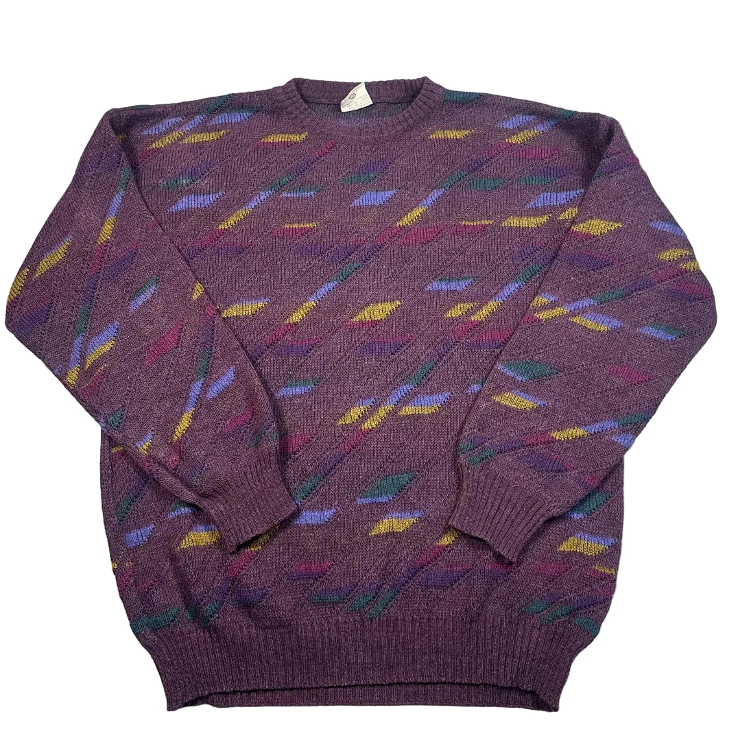 Angelo Litrico® Purple Geometric Knit Sweater-L