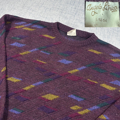 Angelo Litrico® Purple Geometric Knit Sweater-L