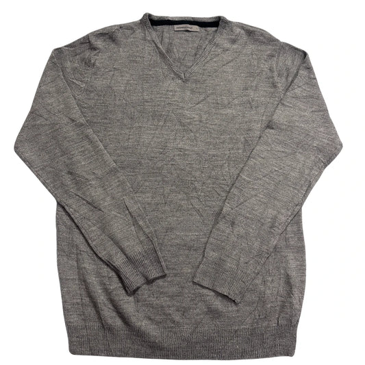 Cedarwood State® Grey Fine Knit V-Neck Sweater-L