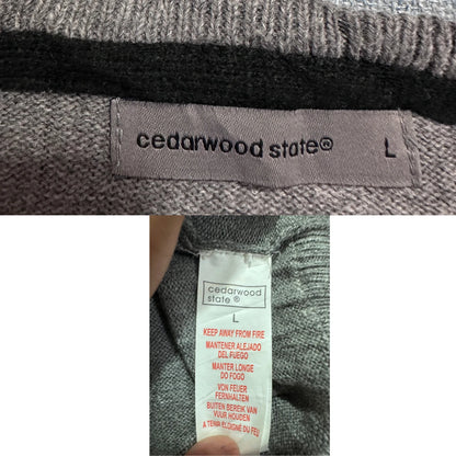 Cedarwood State® Grey Fine Knit V-Neck Sweater-L