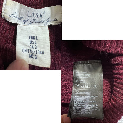 L.O.G.G.® Burgundy Ribbed Mock Neck Sweater-L