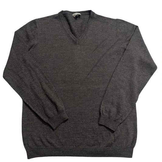 Baumler® Charcoal Merino V-Neck Sweater-L
